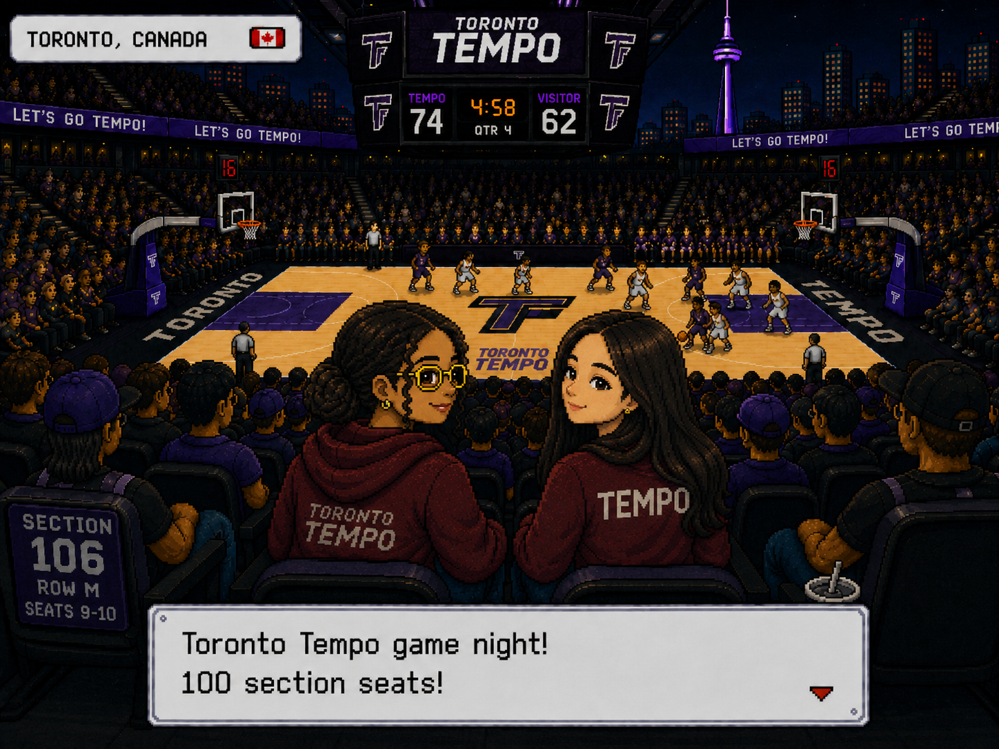 Kiah and Tina at the Toronto Tempo game